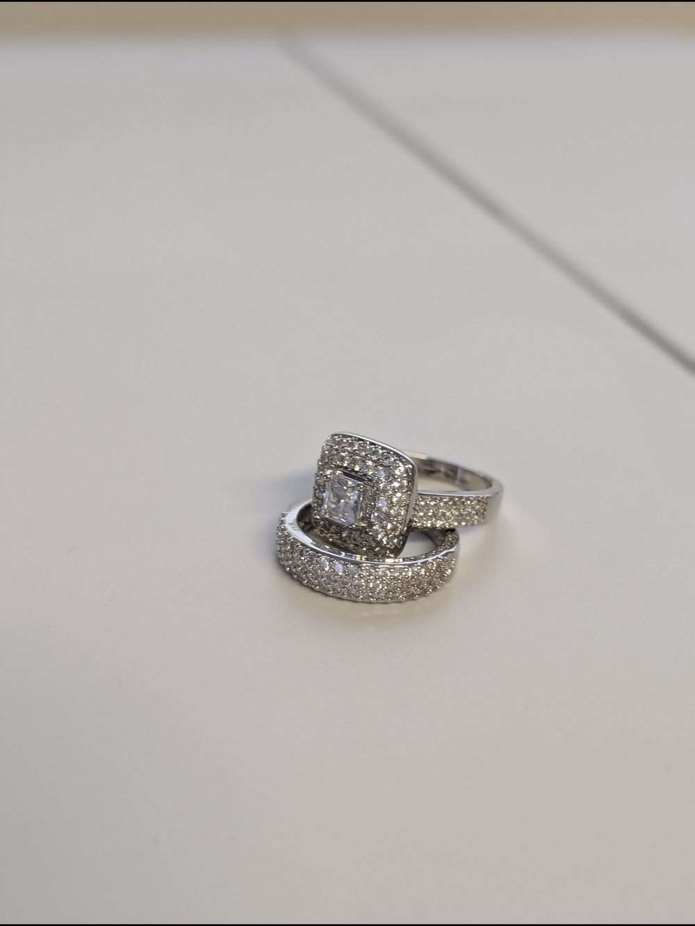 .925 Sterling Silver Pavé Bridal Ring Set in Silver
